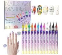 12 Colors Nail Art Pens Set, Quick-Dry 0.5MM Nail Polish Pens, Professional Nails Art Markers for 3D Drawing Dotting Painting, DIY Nails Design Tools Kit for Beginners & Nai-l Artists