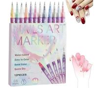12 Colors Nail Art Pens Set, Quick Dry 3D Gel Nails art pen for Graffiti, Professional Fine Tip Nail Arts Marker, 2025 Upgrade Nail Art Markers for Gel Nails, Dotting, Liner Painting, DIY Nail