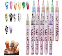 12 Colors Nail Art Pens Set,Quick Dry Nail Polish Pens for Real Nails,0.7mm Fine Tip Nail Varnish Pen,Waterproof Nail Art Tools & Supplies,Nail Stuff,DIY Nail Art For Beginners and Professionals