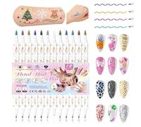 12 Colors Nail Art Pens Set, Temporary Tattoo Markers Nail Art 3D Quick-Drying Paint Markers, For Nail Art Drawing Painting Point Dotting Liner Pen, Design Kit Manicure DIY Tools