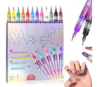12 Colors Nail Art Pens Set Upgrade 3D Quick-Dry 0.5MM Polish Pens, Graffiti Dotting Pen Acrylic Paint Pens Point Liner Pen Drawing Painting, for Nails Art Design Manicure DIY Decoration (1)