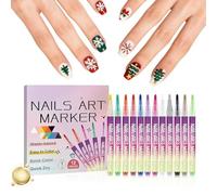 12 Colors Nail DIY Art Pens Set,3D 0.3MM Gel Polish Pens,nail DIY Art Graffiti Pen, Precisely Outlines Vibrant Colors; Beginner-friendly, Long-lasting And Resistant To Chipping