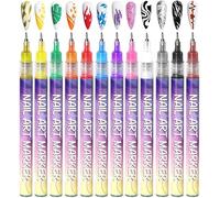 12 Colors Nail Pen Set, 2025 Upgrade Version Nail Pen for Gel Nail Pen, 3D Nail Pen, DIY Quick Dryer Graffiti Dot Hook Pen, Painting Hook Pen, Nail Pen Painting Tool (1 Set)