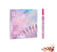 12 Colors Nail Pens Set,Nail Marker Pens Point Graffiti Dotting Drawing Markers Pen,Nails Arts Pen Liner Polish