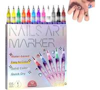 12 Colors Nails Art Pens Set, Nails Art Markers, 3D Polish Pens For Graffiti, 2025 New Set Of 12 Colours Nail Markers, Nail Tools For Graffiti Dotting Drawing Painting Point Liner DIY