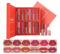 12 Colors Nude Liquid Lipstick Makeup Set - Matte & Shimmer Liquid Lipsticks, Long-Lasting Waterproof, Non-Stick Cup, High Shine Lip Plumping Gloss, Perfect Love Gift for Valentine's Day