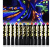 12 Colors Of Neon Face Paint Crayons, Glow Face Paint, Glow Neon Face Paint, Neon Face Paint Glow In The Dark, Color Face And Uv Face Paint Suitable For Halloween Birthday Makeup Party, Glow Party