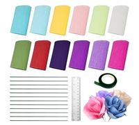 12 Colors Packing Crepe Paper Rolls - 10X250CM with Floral Tape and Iron Wire for Paper Flowers, Gift Wrapping, Floral Artwork, Assorted Color Sheets, Birthday Party, Wedding, Festival Ornament