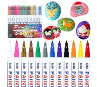 12 Colors Paint Pens, Permanent Marker Pens, Oil Based Acrylic Pen, Waterproof, Not Fade, Cannot Be Wiped Off, for Rocks Painting, Fabric, Plastic, Metal, Glass, Wood, Ceramic, Mugs, DIY Craft