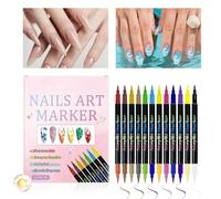 12 Colors Pens Set - Double-Ended DIY Quick-Dry Markers | Easy To Use Manicure Tools For Beginners, Women, And Girls, Professional Drawing Kit For Home And Salon