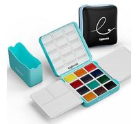 12 Colors Pocket Travel Watercolor Set, Mini Watercolor Paint Set with Portable Case,Coloring Mixing Palette, Water Wash Cup,for Adult Artist Beginner Watercolor Painting Lovers