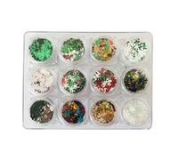 12 Colors Set Christmas Style Mixes Shape Glitter Sequins for Festival Rave Beauty Makeup Face Body Nail Craft Art Decoration Xmas