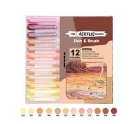 12 Colors Skin Color Acrylic Markers Soft Tips For Students DIY Handbook Doodle Marking Paintbrush