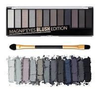 12 Colors Smoky Eyeshadow Palette with Brush, Black Eye Shadow Pallets for Women,Featuring Pearl and Matte Textures as well as Fine Shimmer Eye Makeup, Suitable for Daily and Party Looks.