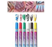 12 Colors Ultra Thin Curve Manicure Marker, Ultra Thin Curve Manicure Markers, 3D Nail Art Pens Set, Acrylic Paint Pen for DIY Nail Manicure Tools /1(6 ColorsA)