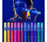 12 Colors UV Neon Glow Face Body Paint Pens Glow in the Dark Sweatproof