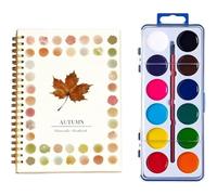 12 Colors Watercolor Painting Workbook with Paint and Brush Watercolor Tutorial Paper Book Hand-Painted Art Crafts Painting Supplies, Arts & Crafts Gift for Teens, Adults