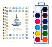 12 Colors Watercolor Painting Workbook with Paint and Brush Watercolor Tutorial Paper Book Hand-Painted Art Crafts Painting Supplies, Arts & Crafts Gift for Teens, Adults
