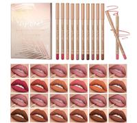 12 Colour Matte Lip Liner Pen Set,Slim Waterproof Brown Lip Linerr,High Pigmented Creamy Nude Lip Liners,Non-fading Long Lasting Lipliner Pencil for Women