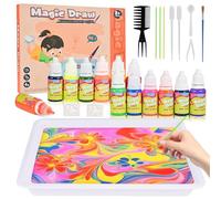 12-Colour Water Marbling Paint Kit for Kids - Arts and Crafts for Kids with Tray & Tools - Gifts for for Girls & Boys Ages 6-12