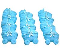 12 Coloured Edible Baby Prams Baby Shower Cupcake Toppers (Blue)
