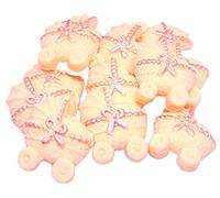 12 Coloured Edible Baby Prams Baby Shower Cupcake Toppers (Peach)