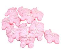 12 Coloured Edible Baby Prams Baby Shower Cupcake Toppers (Pink)