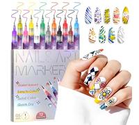 12 Colours 3D Nail Polish Pen Set, Nail Art Pen DIY Line Nail Art Graffiti, Nail Tip Nail Art Beauty Decorate Manicure Tools, Nail Polish Pens Nail Design for Halloween/Christmas (H)