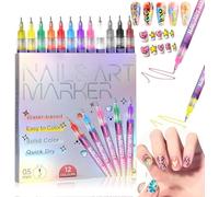 12 Colours 3D Nail Polish Pen Set, Nail Art Pen DIY Line Nail Art Graffiti, Nail Tip Nail Art Beauty Decorate Manicure Tools, DIY Nail Art Nail Polish Pens Nail Design