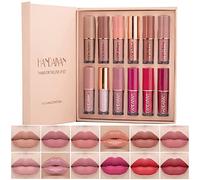 12 Colours Book Style Velvet Matte Liquid Lipstick Gift Set Long-Lasting Non-Stick Cup Not Fade Shimmer Nude Lip Gloss HANDAIYAN Thanks For The Love Lip Set