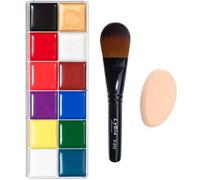 12 Colours Face Body Oil Paint Cream Palette Halloween Goth Vampire Stage Makeup + LyDia® Foundation/Contour Makeup Brush + FREE Mini Sponge Beauty Blender