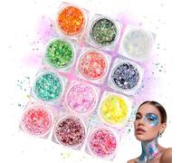 12 Colours Face Glitter Gel, Glitter Body Gel for Kid, Glitter Eyeshadow Holographic Glitters,Chunky Glitter for Face Hair,Halloween Festival Rave Accessories
