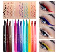 12 Colours Matte Liquid Eyeliner Set, Neon Colourful Rainbow Eyeliner Set, Waterproof Matte Eyeliner Long Lasting Eyeliner Functional Eyeliner