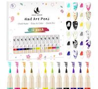 12 Colours Nail Art Pen Set - Graffiti & Painting Pens Marker for Nail Design, Manicure Tools, Liner & Dotting Pen - Quick-Drying Acrylic Paint Pens for DIY Nail Art (12 Pieces)