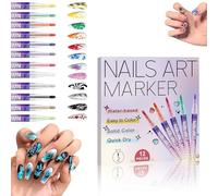 12 Colours Nail Art Pens Set, 0.5mm Fine Tip for Drawing, Dotting & Graffiti - 3D Nail Polish Marker Kit for Gel & Acrylic Nails, DIY Manicure Tools - Ideal Gift for Women, Girls & Beginners