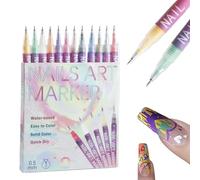 12 Colours Nail Art Pens Set, 2025 Upgrade Nail Art Markers for Gel Nails, DIY Quick Dry 3D Nail Polish Pens, Graffiti Dotting Liner Pens for Drawing, Painting, Nail Design (2 Set)