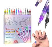 12 Colours Nail Polish Pen Set, 3D Nail Art Pen DIY Line Nail Art Graffiti, 3D Nail Art Pen Nail Art Marker, Polishing Pen for 3D Nail Art, Nail Tip Beauty Decorate Manicure Tools