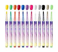12 Colours Pen Set, 3D Gel Nails Art Marker for Painting Nails, S Pen DIY Line Quick Drying for Dly Art Drawing Painting Tools