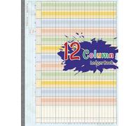 12 Column Ledger Book: Colorful Accounting Ledger Pad for Bookkeeping, 12 Column Columnar Analysis Pad for Small Businesses and Personal Finance, Horizontal Layout, 11x8.5 Inches, 80 Pages