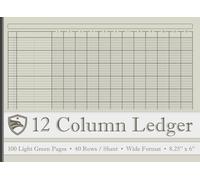 12 Column Ledger Book : Green Columnar Pad for Bookkeeping , Small Business and Personal Finance Use | 100 Pages | 40 Rows per sheet: For Recording, ... 8.25'' x 6 '' | Professional Grey Cover