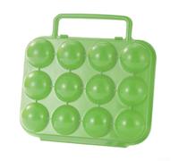 12-Compartment Portable Egg Storage Box for Camping Picnic Outdoor Travel - Abs Plastic Egg Carrier Cover with Secure Lid Compact 20 X 19.5 X 7 Cm 130g(Green)