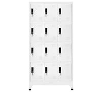 12 Compartment Steel Locker Cabinet - Office & Gym Storage Unit, 90x45x180 cm, White Filing Cupboard for Staff, School, and Changing Rooms - Secure Storage Solution