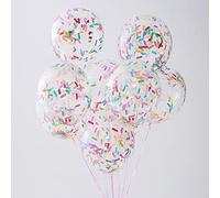 12 Confetti Party Balloons Rainbow Confetti Balloons 12 Inches Multicolor Latex Balloon with Bright Colorful Confetti Pre-Filled for Wedding Engagement Party Decoration