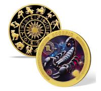 12 Constellation Challenge Coin, Sgorpio Coin - 1 Oz Golden Plated Token in Capsule, Astrology and Zodiac Gifts, Ideal Novelty Individual Collectible Gift