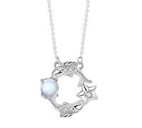 12 Constellation Horoscope Astrology Necklaces Silver Moonstone Crystal Pendant Necklace Creative Jewelry Gifts for Women Girlfriend Mother,pisces