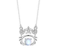 12 Constellation Horoscope Astrology Necklaces Sterling Silver Moonstone Crystal Pendant Zodiac Necklace Creative Jewelry Gifts for Women Girlfriend Mother,cancer