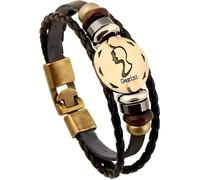 12 Constellation Men's Leather Bracelet Microfibre Leather Braided Bracelet Wrap Bracelet with Magnetic Clasp Length 21 cm, One Size, Leather, No Gemstone