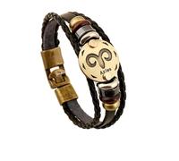 12 Constellation Men's Leather Bracelet Microfibre Leather Braided Bracelet Wrap Bracelet with Magnetic Clasp Length 21 cm, One Size, Leather, No Gemstone