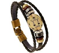 12 Constellation Men's Leather Bracelet Microfibre Leather Braided Bracelet Wrap Bracelet with Magnetic Clasp Length 21 cm, One Size, Leather, No Gemstone
