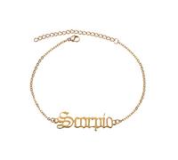 12 Constellation Mother and Daughter Chain Layer Anklet Women's Anklet Jewelry Anklet of The Rings Book Set Original Text (A, One Size)
